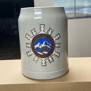 Vintage 1980s Benchtesgaden Recreation Area Ski School stoneware mug Stein 0.5L